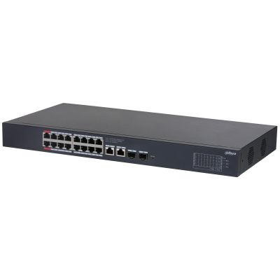 SWITCH DAHUA 20 PUERTOS 16POE GIGABIT HI-POE + 2SFP 2RJ45 UPLINK ADMINISTRABLE NUBE 190W / WATCHDOG