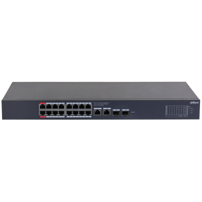 SWITCH DAHUA 20 PUERTOS 16POE GIGABIT HI-POE + 2SFP 2RJ45 UPLINK ADMINISTRABLE NUBE 240W / WATCHDOG