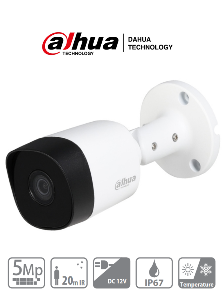 CAMARA BULLET DAHUA 5MP 2.8MM METALICA 4EN1 IR20 MICROFONO