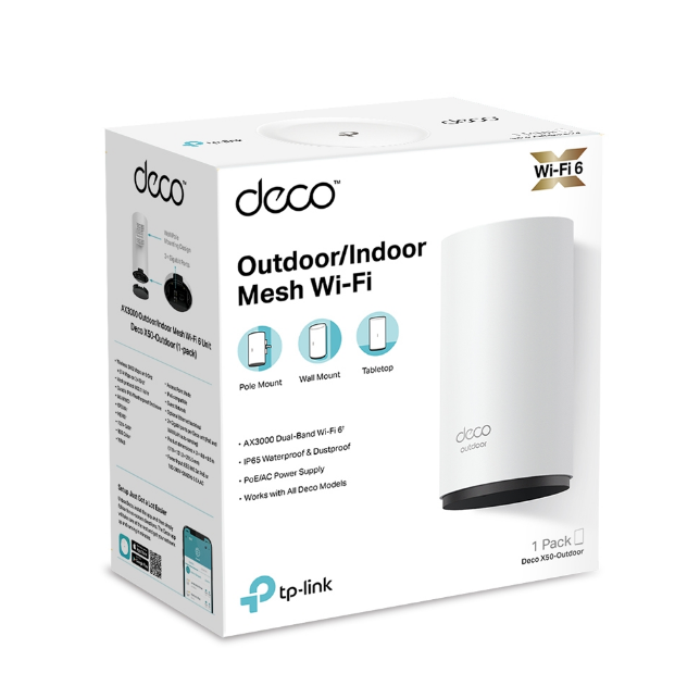 DECO TPLINK AX3000 WIFI 6 MESH INDOOR/OUTDOOR IP65 POE/AC 1U