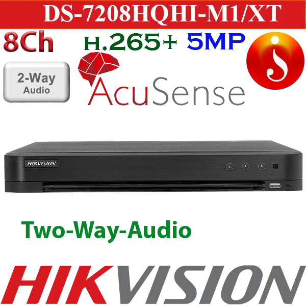 DVR HIKVISION ACUSENSE 8CH 3K 5MP H.265PRO+ RECON. FACIAL AUDIO 2 VIAS