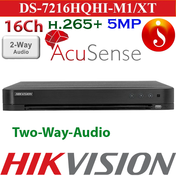 DVR HIKVISION ACUSENSE 16CH 3K 5MP H.265PRO+ RECON. FACIAL AUDIO 2 VIAS 1HDD