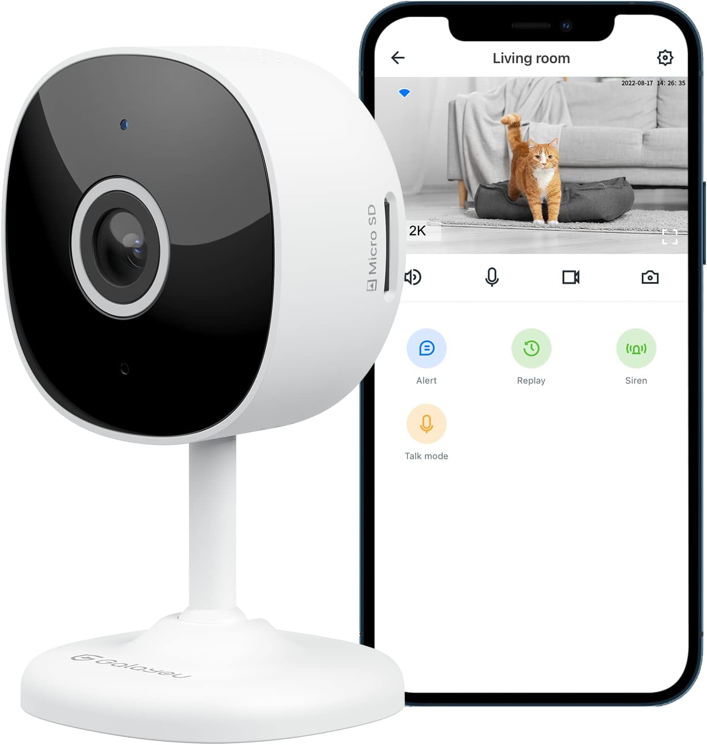 MINI CAMARA GALAYOU 2K WIFI ALEXA GOOGLE - TIPO C AUDIO MIC