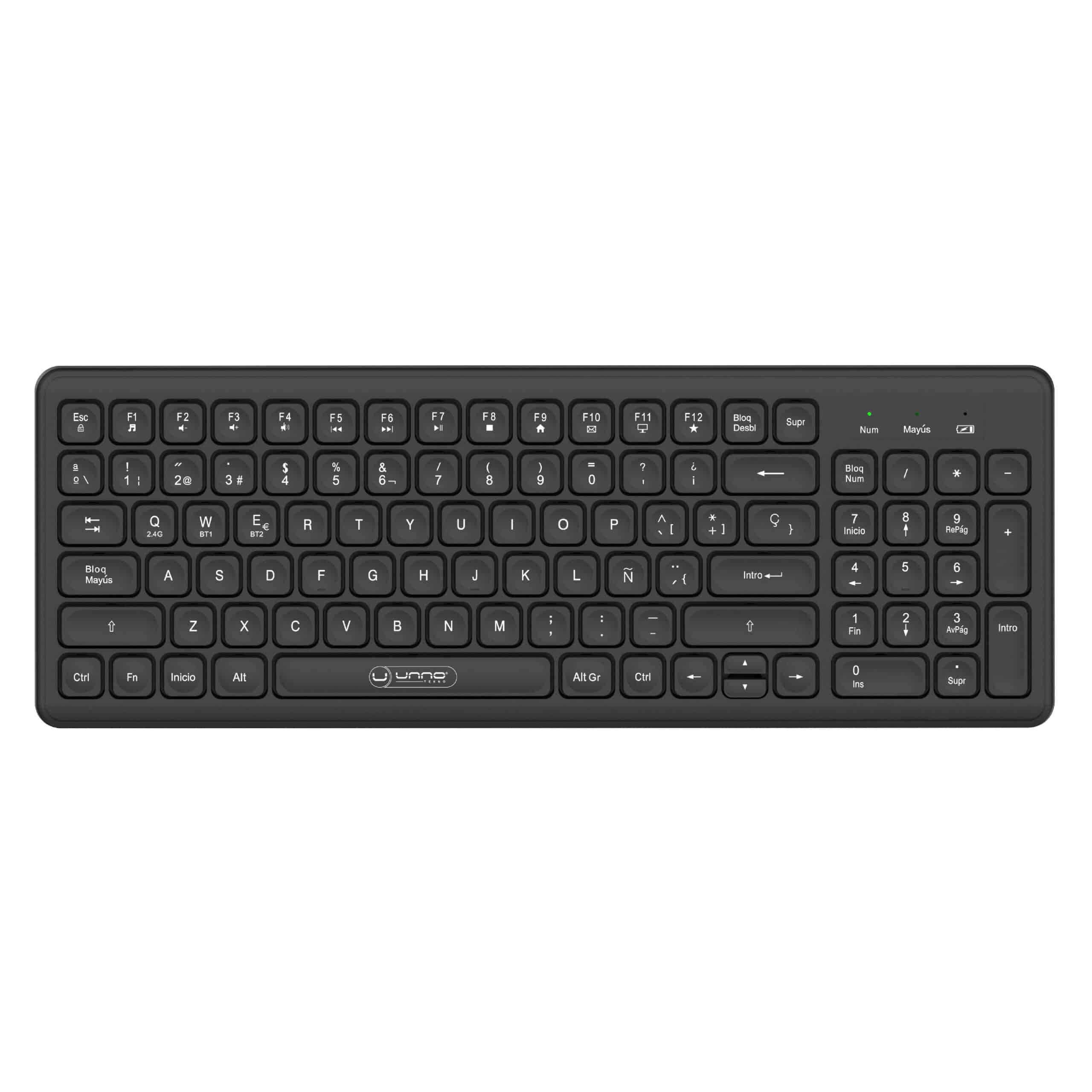 TECLADO UNNO TEKNO KEYPRO INALAMBRICO BLUETOOTH + USB MULTIDISPOSITIVO - ESPAÑOL