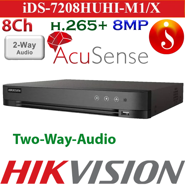 DVR HIKVISION ACUSENSE 8CH 4K 8MP H.265PRO+ RECON. FACIAL AUDIO 2 VIAS